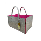 RAIKOU NEU Filztasche Shopper Holzkorb Einkaufstasche Henkeltasche Zeitungskorb Stabile Kaminholztasche Zeitungsständer auch für Spielzeug Garten Picknick Strand (Anthrazit/Blau,50 * 25 * 25cm)