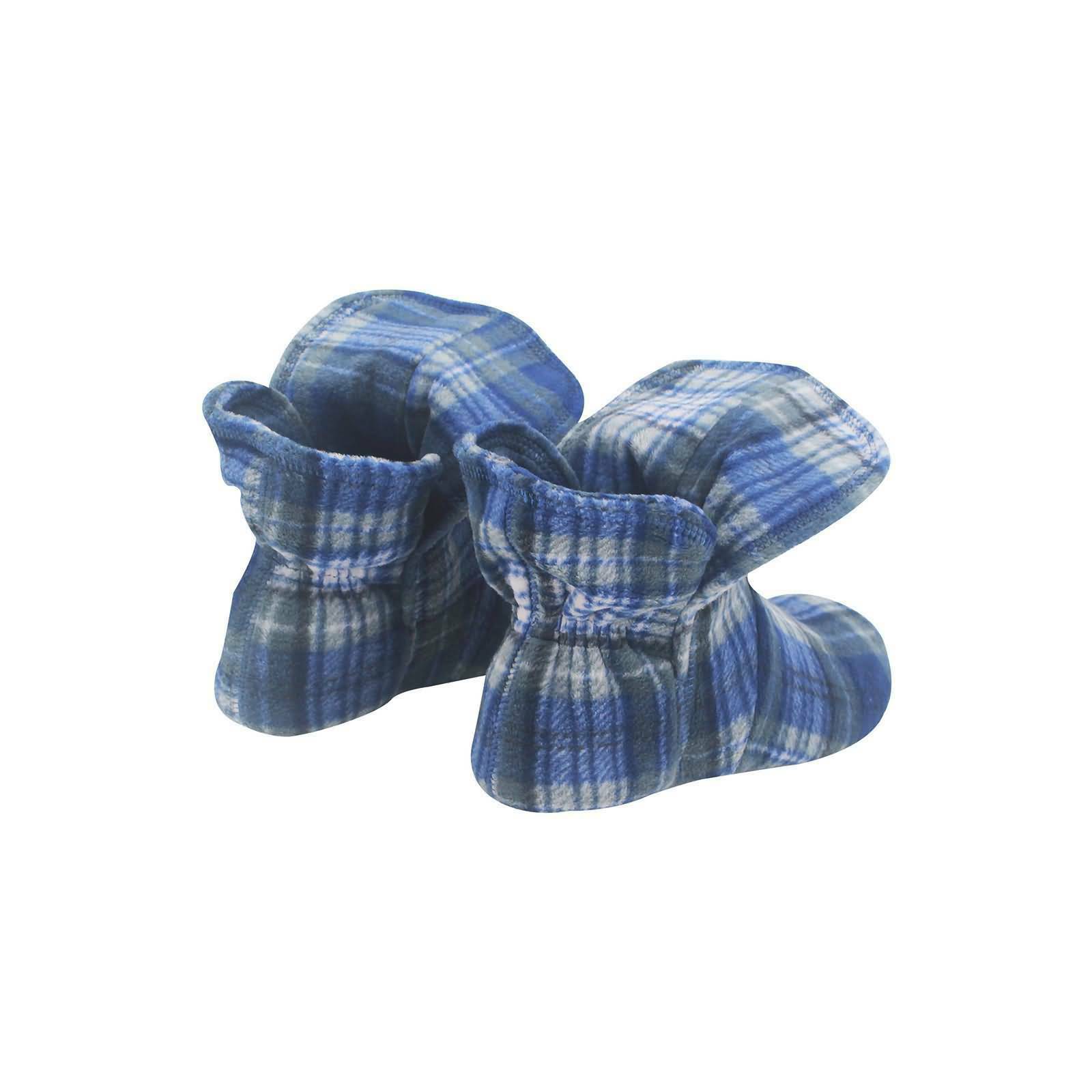 RAIKOU Hausschuhe für Damen, Herren aus Micro Fleece mit ABS und Rutschfester Sohle Größe,Super Flauschige Hüttenschuche (34-37, Blau Check)