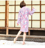 100% Cotton Japanese Kimono Loungewear - ribbon print
